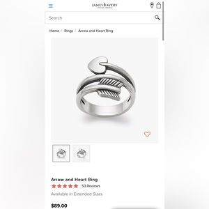 Arrow and Heart James Avery Ring